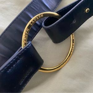 Ralph Lauren Gold Circle Faux Leather Belt